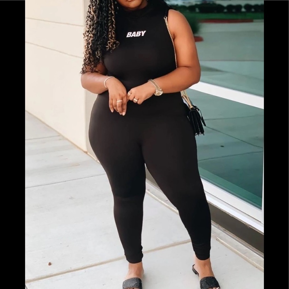 FASHION NOVA Not Your Typical Baby Jumpsuit Black Size 2X New - Picture 10 of 11
